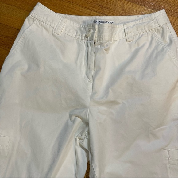 Pendleton Womens Cotton White Flat Front Crop Pants Size 4 (b5 - Picture 11 of 15